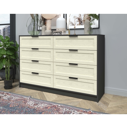 Kомод Тренд КТ-К157 (Антрацит ЛДСП/ Дуб снежный ЛМДФ) Ш1565 В1020 Г451